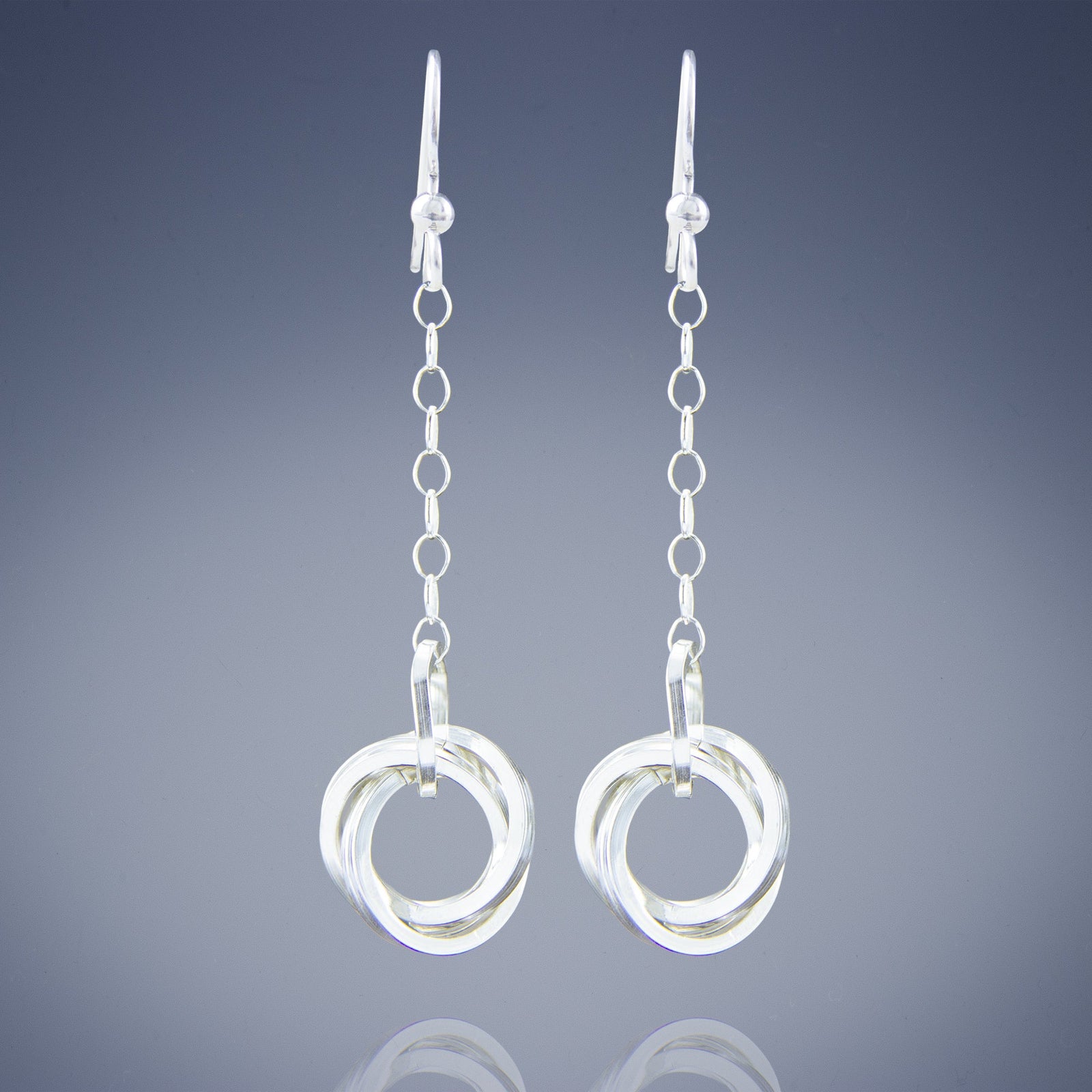 2" Long Argentium Sterling Silver Love Knot Dangle Earrings - Tarnish Resistant