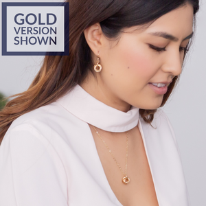 Tri Color Simple Jewelry Gift Set for Women with Dainty Love Knot Pendant Necklace and Earrings