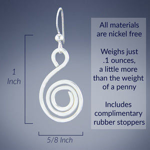 Geometric Spiral Drop Earrings in Argentium Sterling Silver