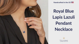 Royal Blue Lapis Lazuli Pendant Necklace in Argentium Sterling Silver