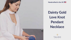 14K Yellow and Rose Gold Fill Dainty Round Love Knot Pendant Necklace in 18" or 20" Lengths