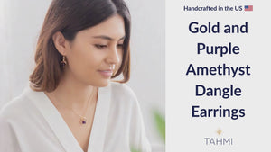 Handcrafted Purple Amethyst Dangle Earrings in 14K Yellow & Rose Gold Fill