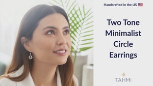 Two Tone Minimalist Circle Earrings in Sterling Silver & 14K Gold Fill