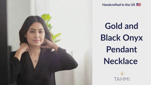 Black Onyx Pendant Necklace with 14K Gold Fill Circles