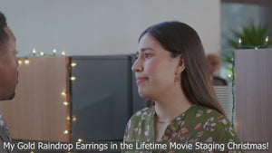 AS SEEN IN: The Lifetime Movie Staging Christmas: Gold Woven Metal and Glass Dangle Earrings in 14K Yellow and Rose Gold Fill Mix