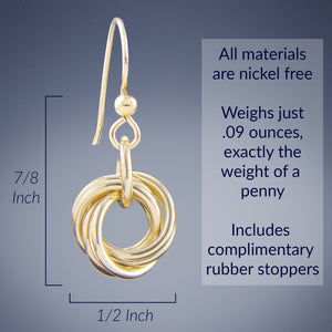 AS SEEN IN The Order: Dainty Love Knot Simple Jewelry Gift Set for Women with 14K Yellow Gold-Filled Pendant Necklace and Earrings