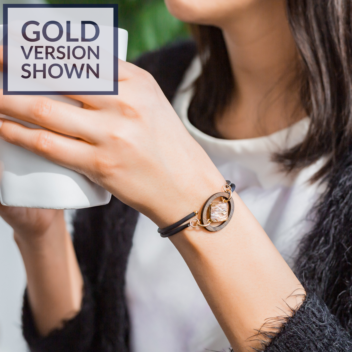 Bamboo & Glass Wrap Bracelet in Woven Silver or Gold Mix