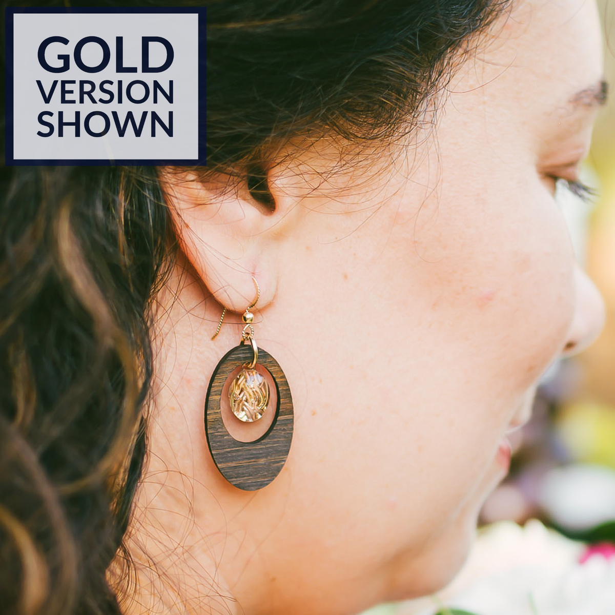 Oval Bamboo Hoop Earrings With Handwoven 14K Rose & Yellow Gold Fill Wire