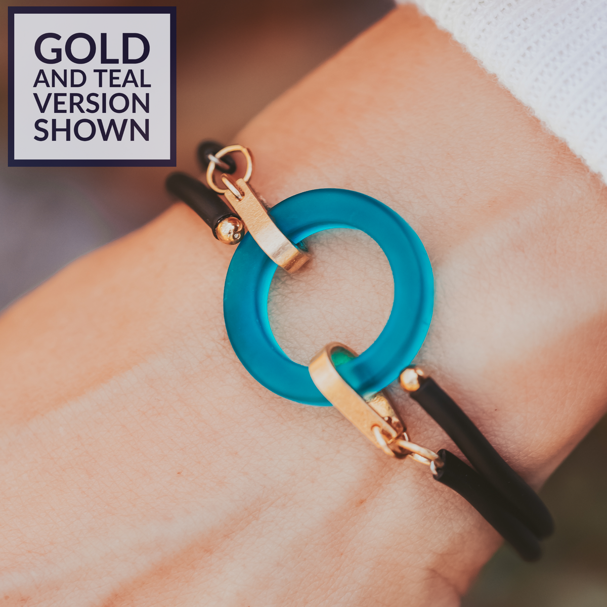 Light Pastel Sage Green Recycled Glass Open Circle and 14K Gold Fill Strap Style Wrap Bracelet