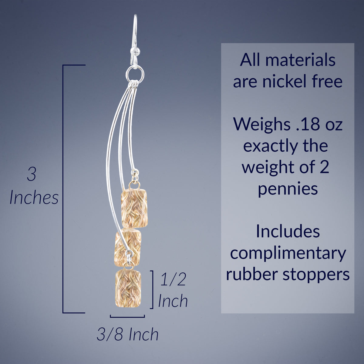 Dramatic Handwoven Metal Fabric Earrings in 14K Gold Fill and Glass