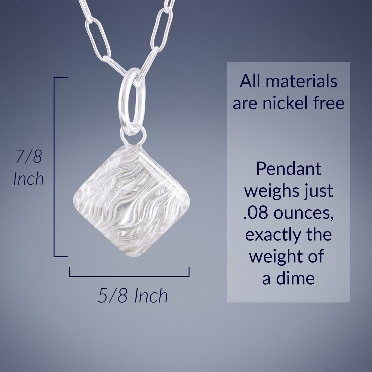 Handwoven Silver Wire Pendant Necklace with Pyramid Glass Accent