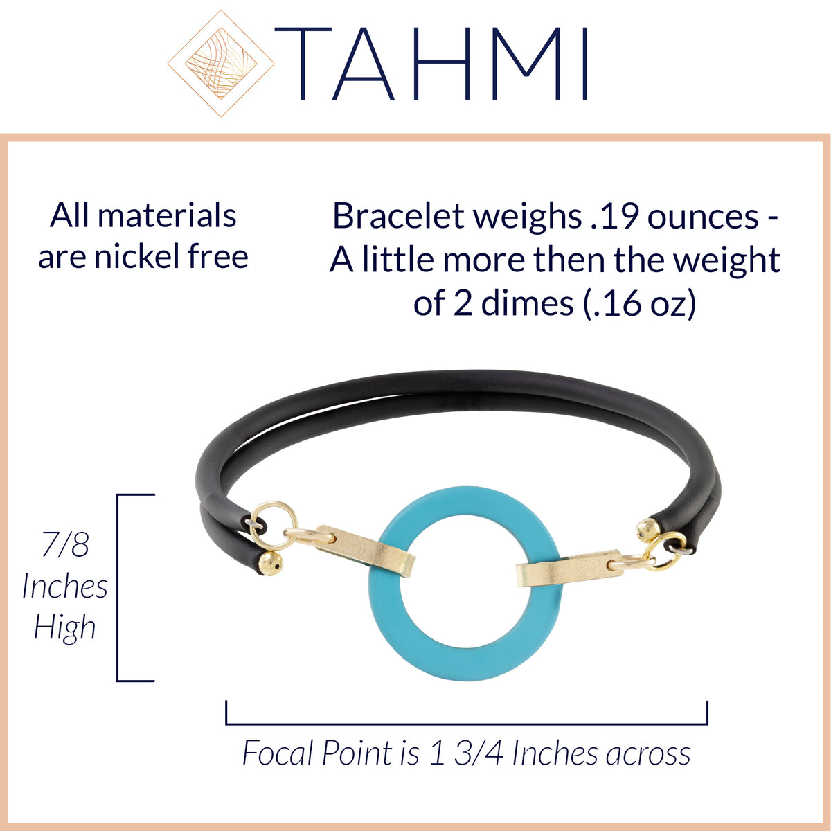 Teal Peacock Blue Recycled Glass Open Circle and 14K Gold Fill Strap Style Wrap Bracelet