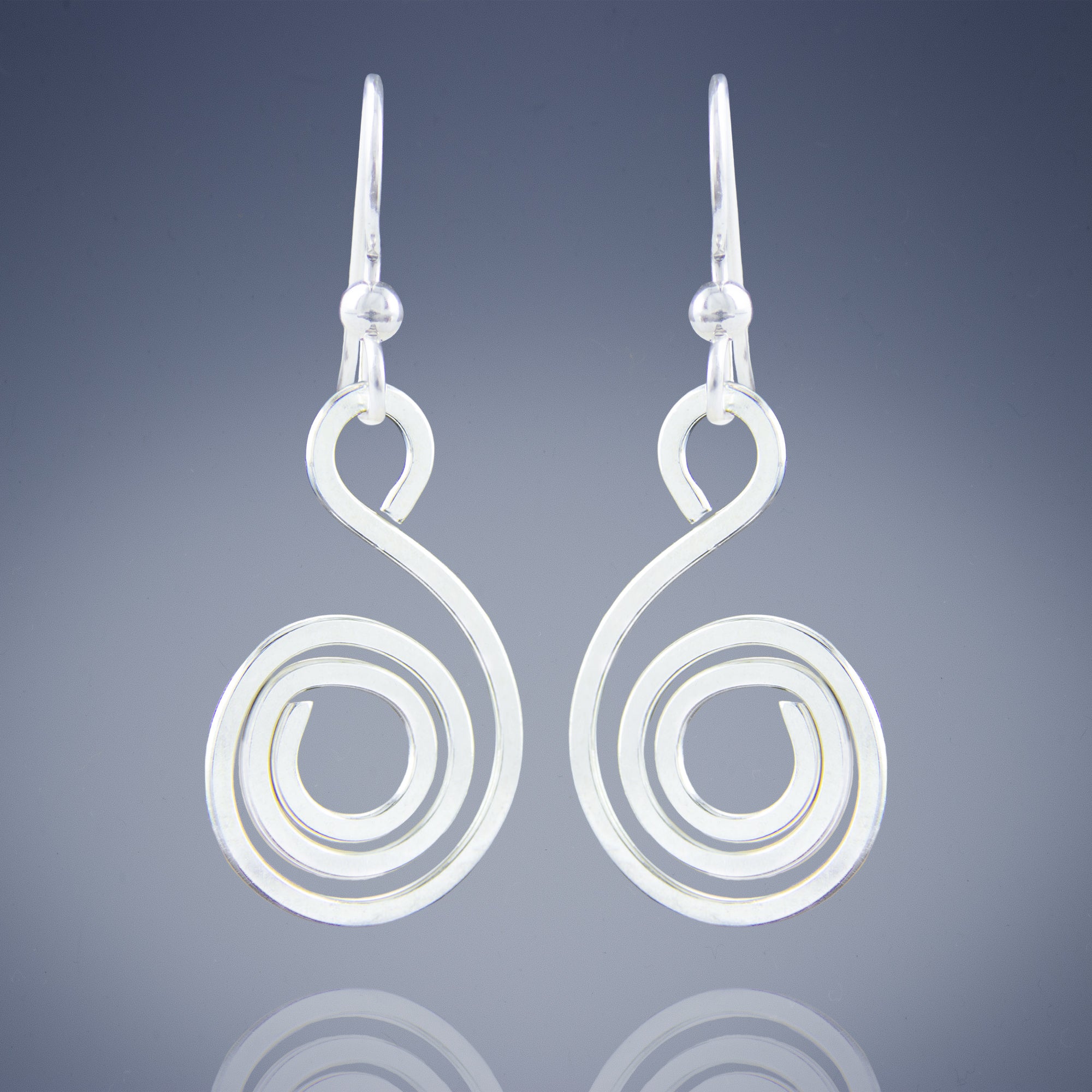Geometric Spiral Drop Earrings in Argentium Sterling Silver