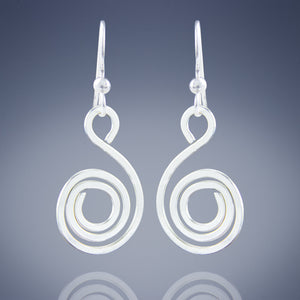 Geometric Spiral Drop Earrings in Argentium Sterling Silver