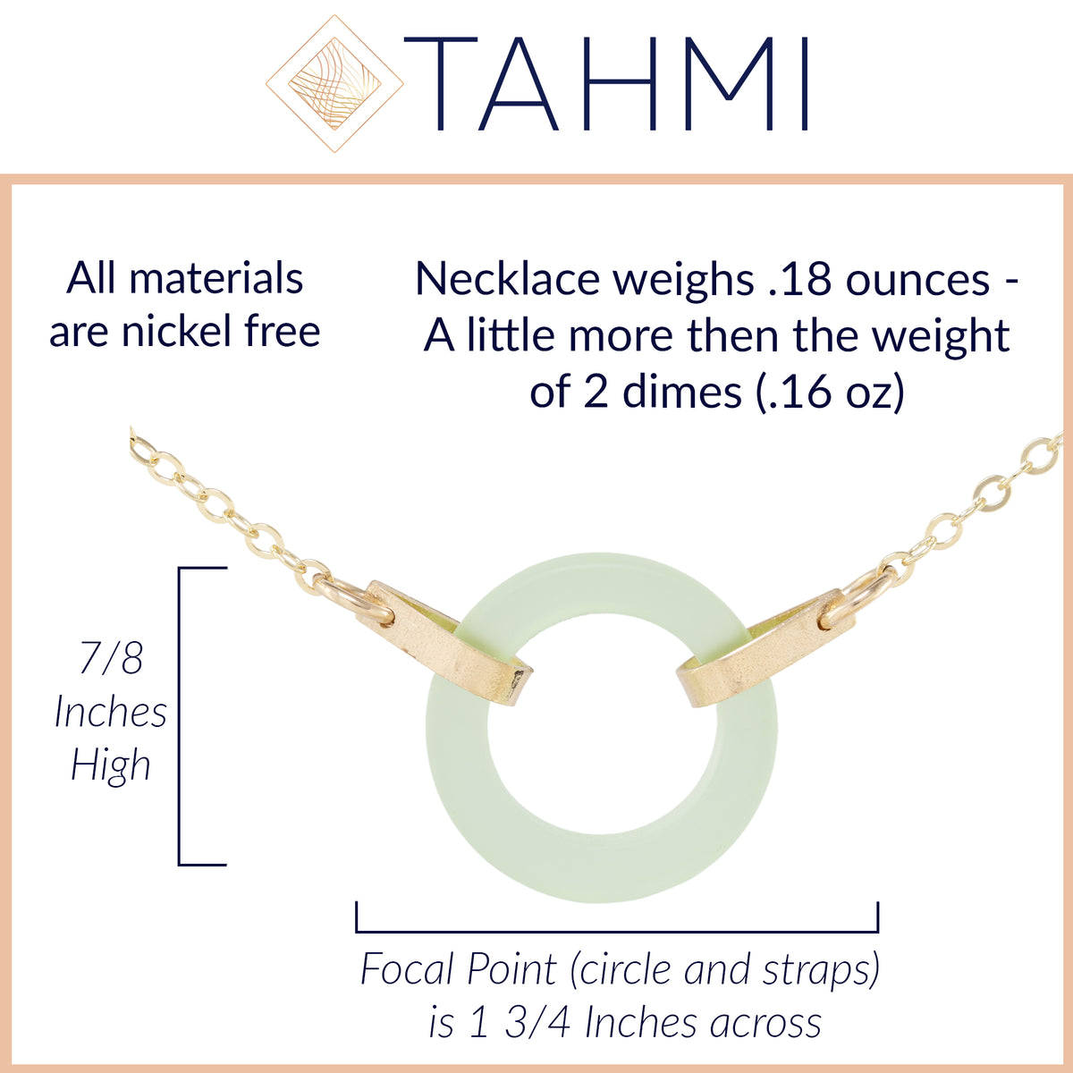 Light Pastel Sage Green Recycled Glass Open Circle and 14K Gold Fill Strap Style Necklace