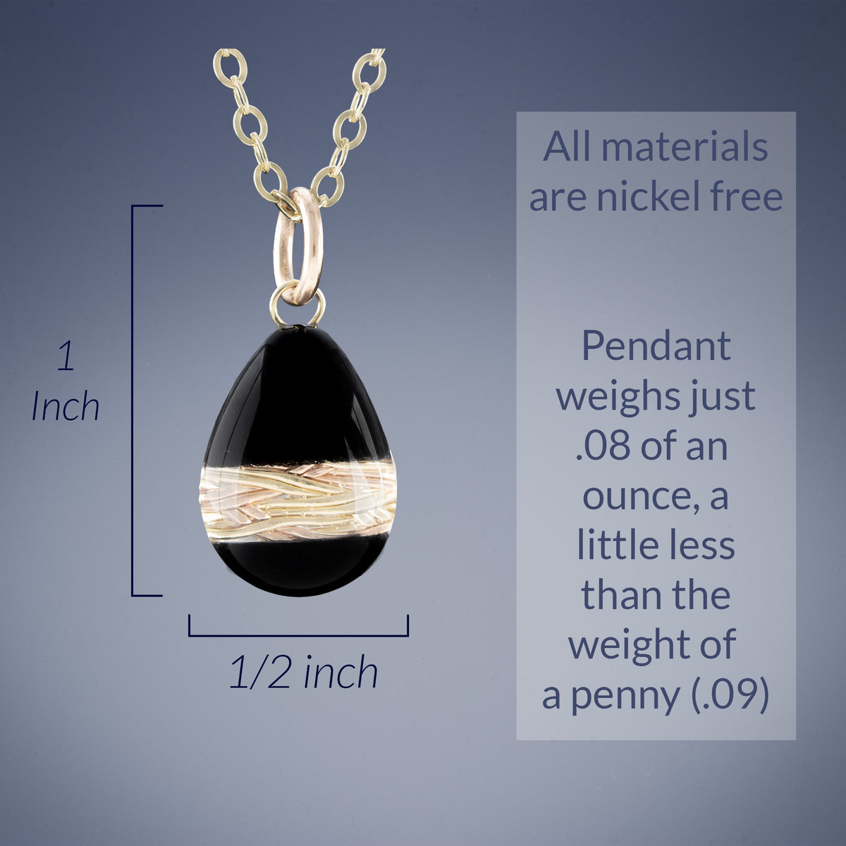 Dainty Handwoven Gold and Black Enamel Teardrop Pendant Necklace in both 14K Yellow and Rose Gold Fill