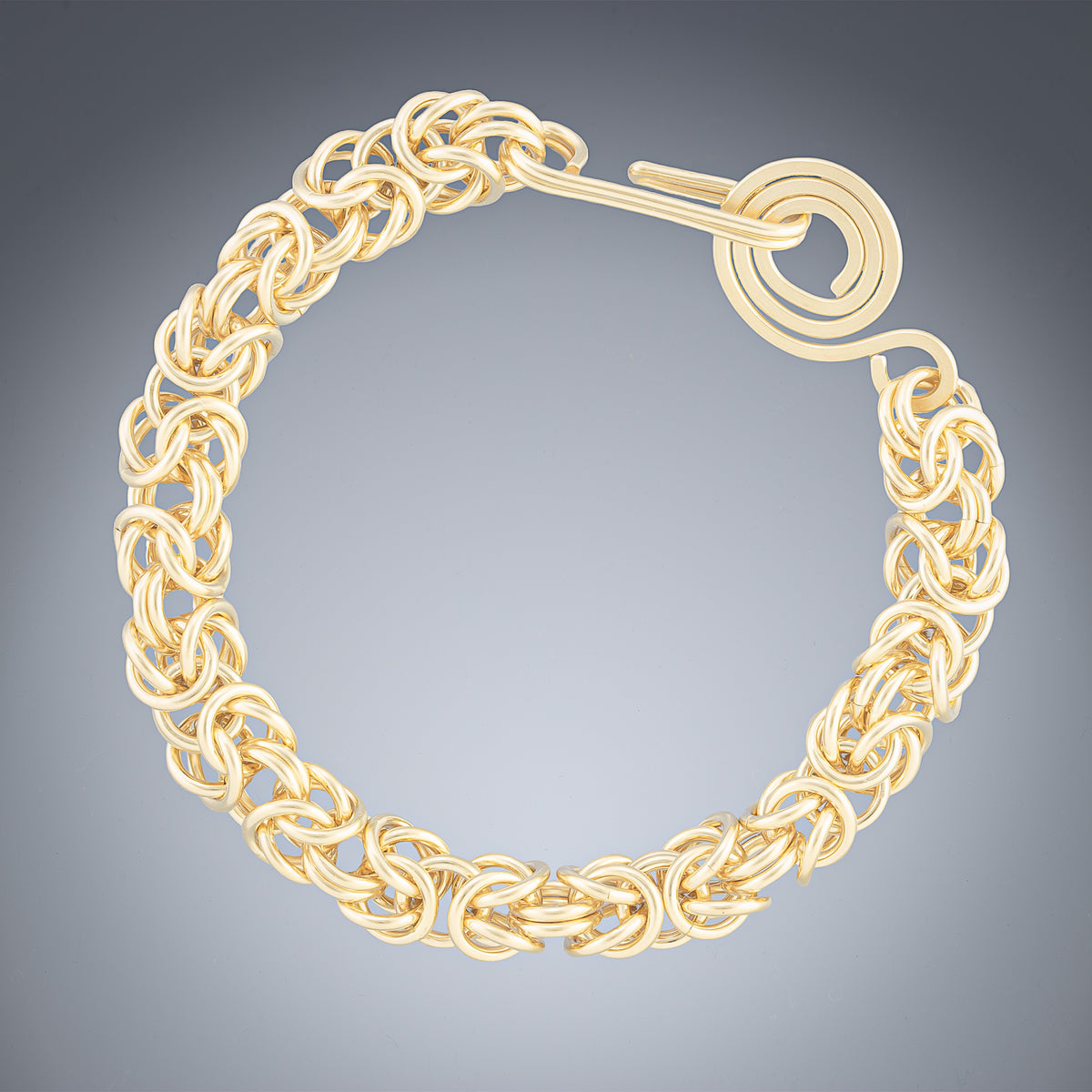 Handcrafted Chunky Byzantine Bracelet in 14K Yellow Gold Fill