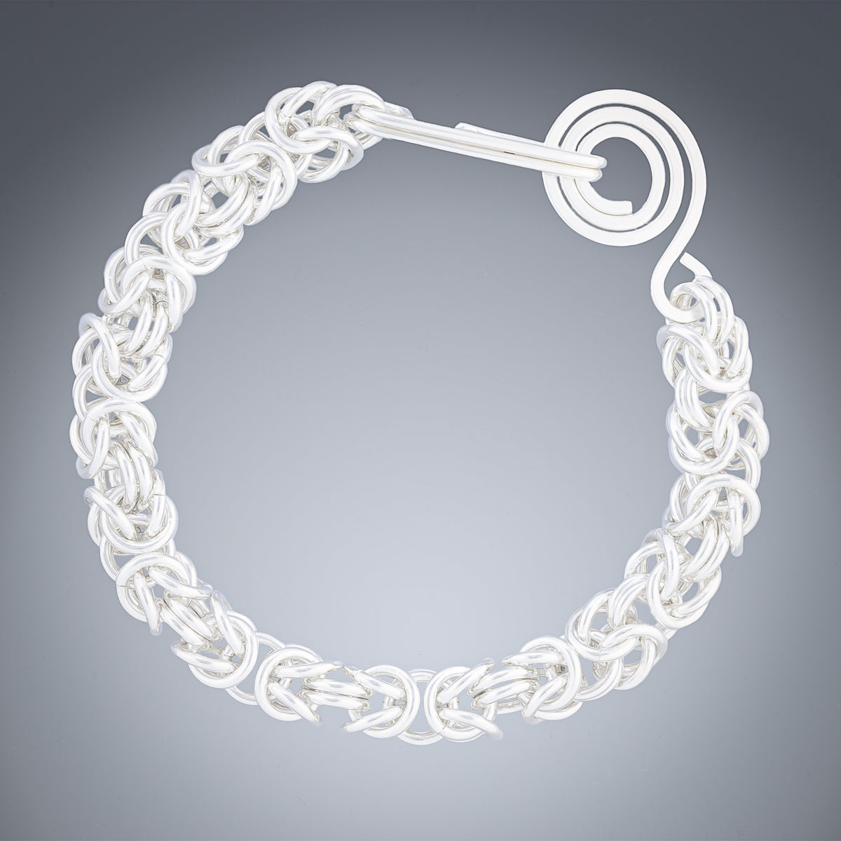 Handcrafted Chunky Byzantine Bracelet in Argentium Silver