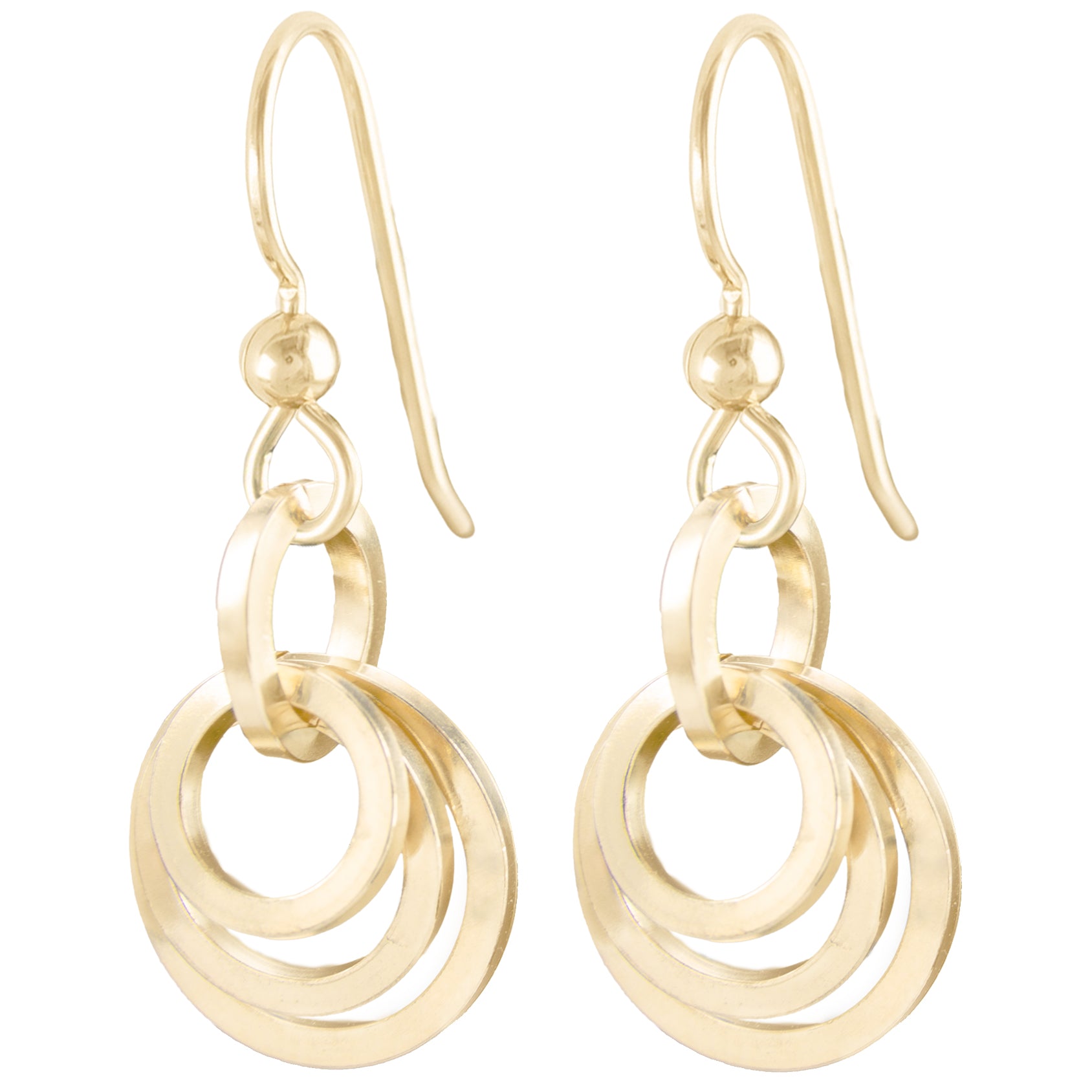 As Seen In The Lifetime Movie "Picture Perfect Holiday" - Concentric Circle Dangle Earrings in 14K Yellow Gold Fill