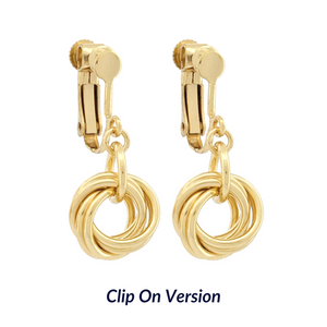 Round 14K Yellow Gold Fill Love Knot Drop and Dangle Earrings