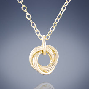 14K Yellow Gold Fill Dainty Round Love Knot Pendant Necklace  in 18" or 20" Lengths