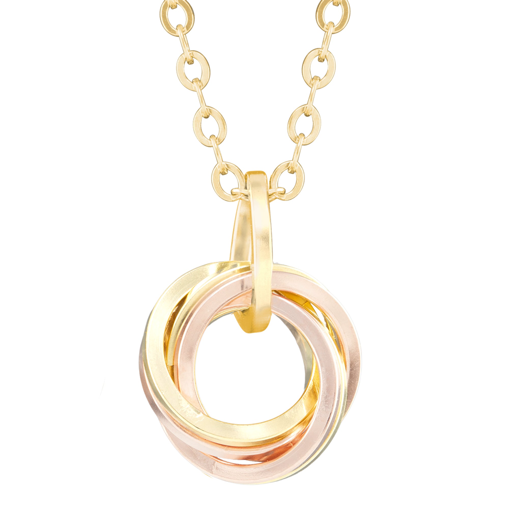 Mixed 14K Yellow and Rose Gold Fill Classic Love Knot Pendant Necklace - 18" or 20" Chain Included