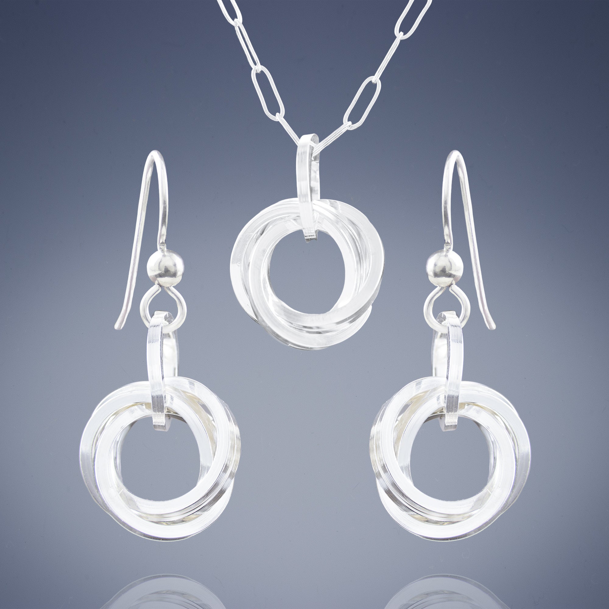Classic Love Knot Jewelry Gift Set with Earrings and Pendant Necklace in Argentium Sterling Silver
