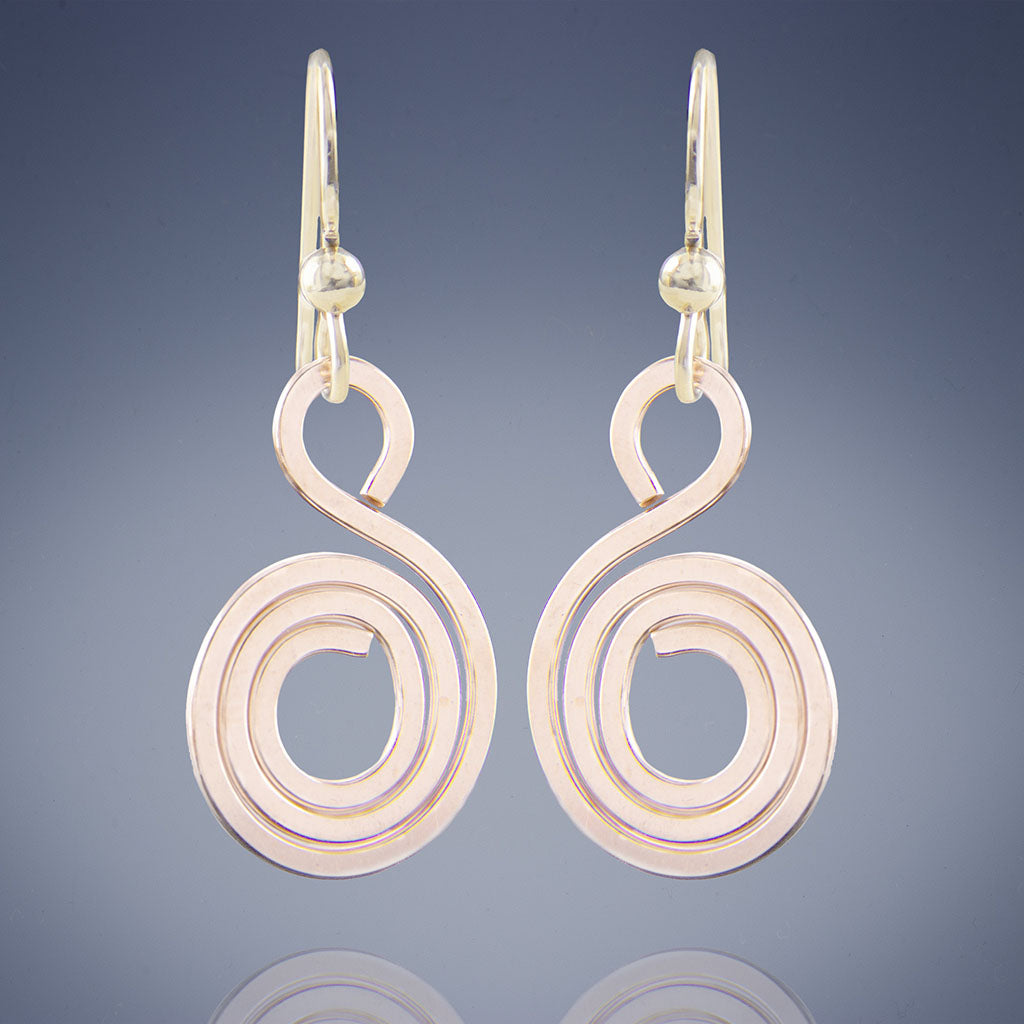 Geometric Spiral Drop Earrings in 14K Pink Rose Gold Fill
