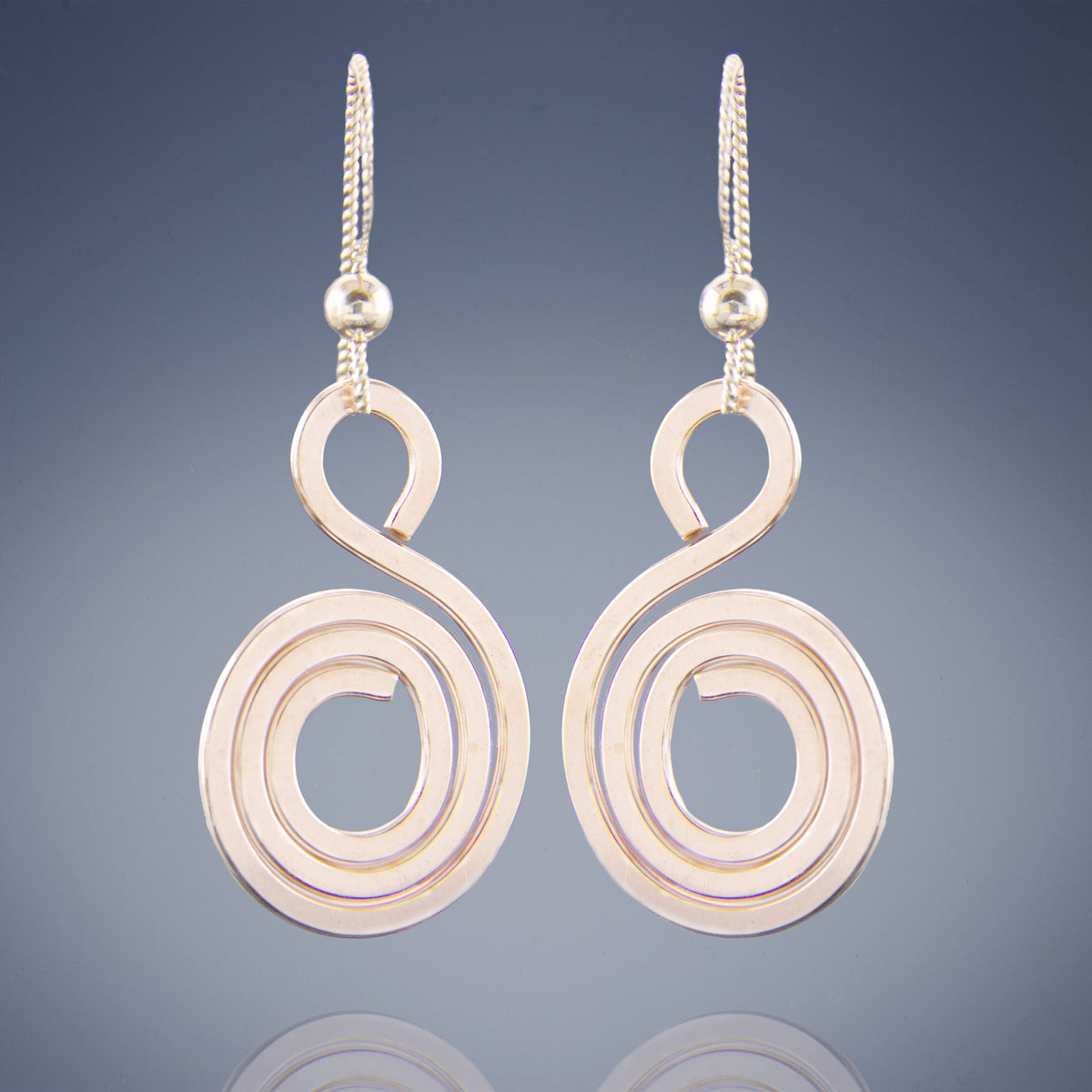 Handcrafted 14K Rose Gold Spiral Earrings - Artisan Made