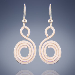 Geometric Spiral Drop Earrings in 14K Pink Rose Gold Fill