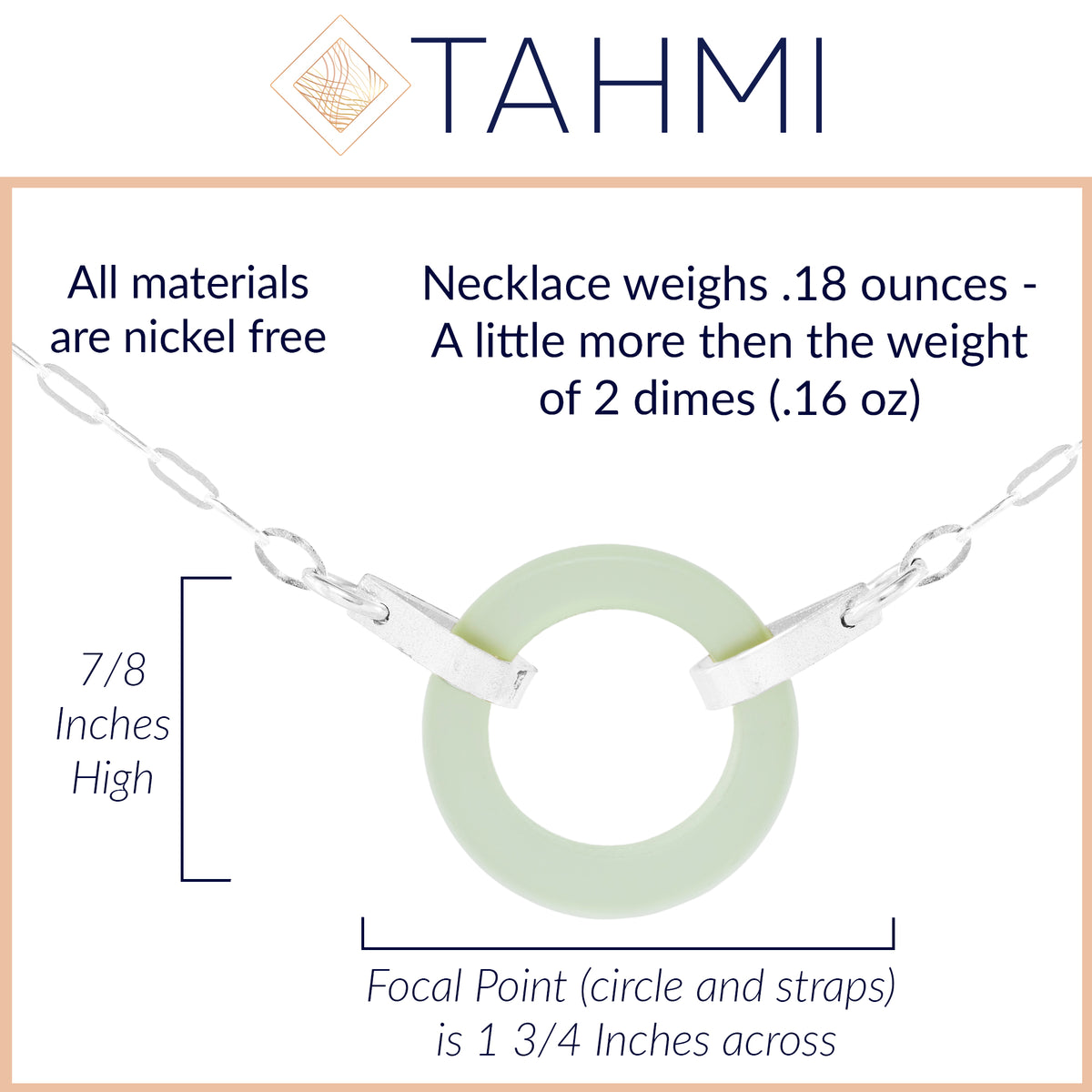 Light Pastel Sage Green Recycled Glass Open Circle and Sterling Silver Strap Style Necklace