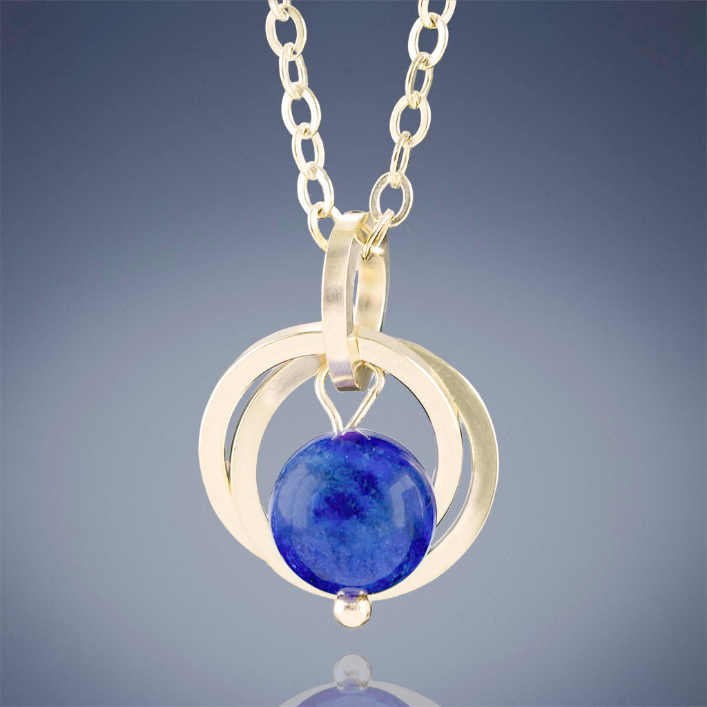 Blue Lapis Lazuli Real Gemstone Pendant Necklace in 14K Gold Fill