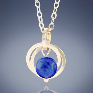 Royal Blue Lapis Lazuli Natural Gemstone Simple Pendant Necklace in 14K Yellow Gold Fill