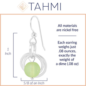Light Pastel Sage Green Recycled Glass Ball Dangle Earrings in Argentium Sterling Silver