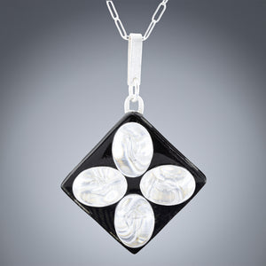 Woven Contrast Flower Large Pendant in Silver