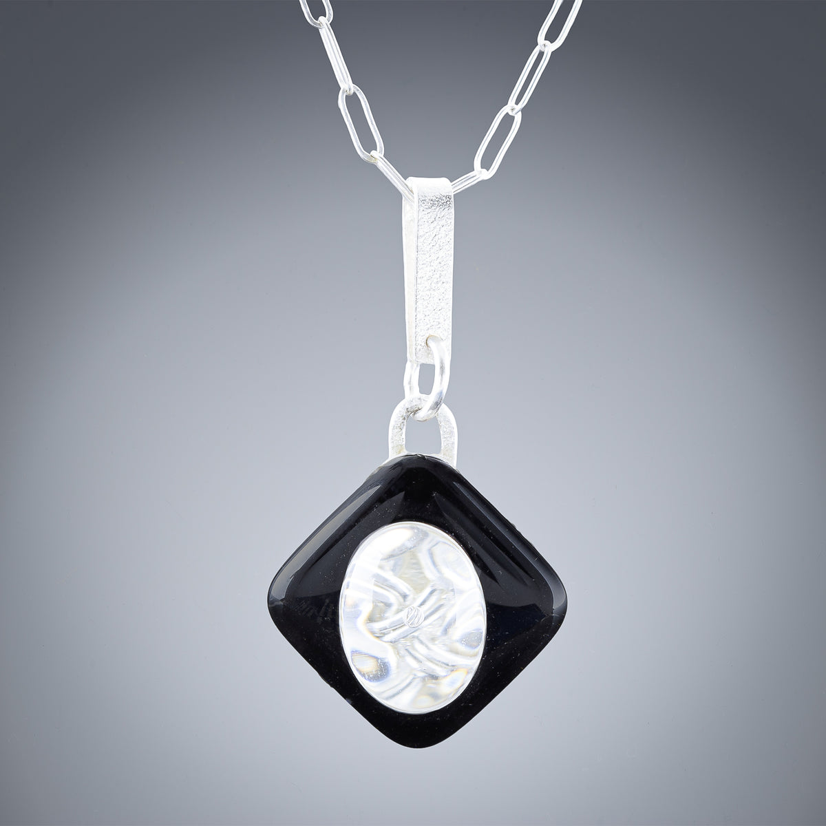 Woven Contrast Medium Pendant in Silver