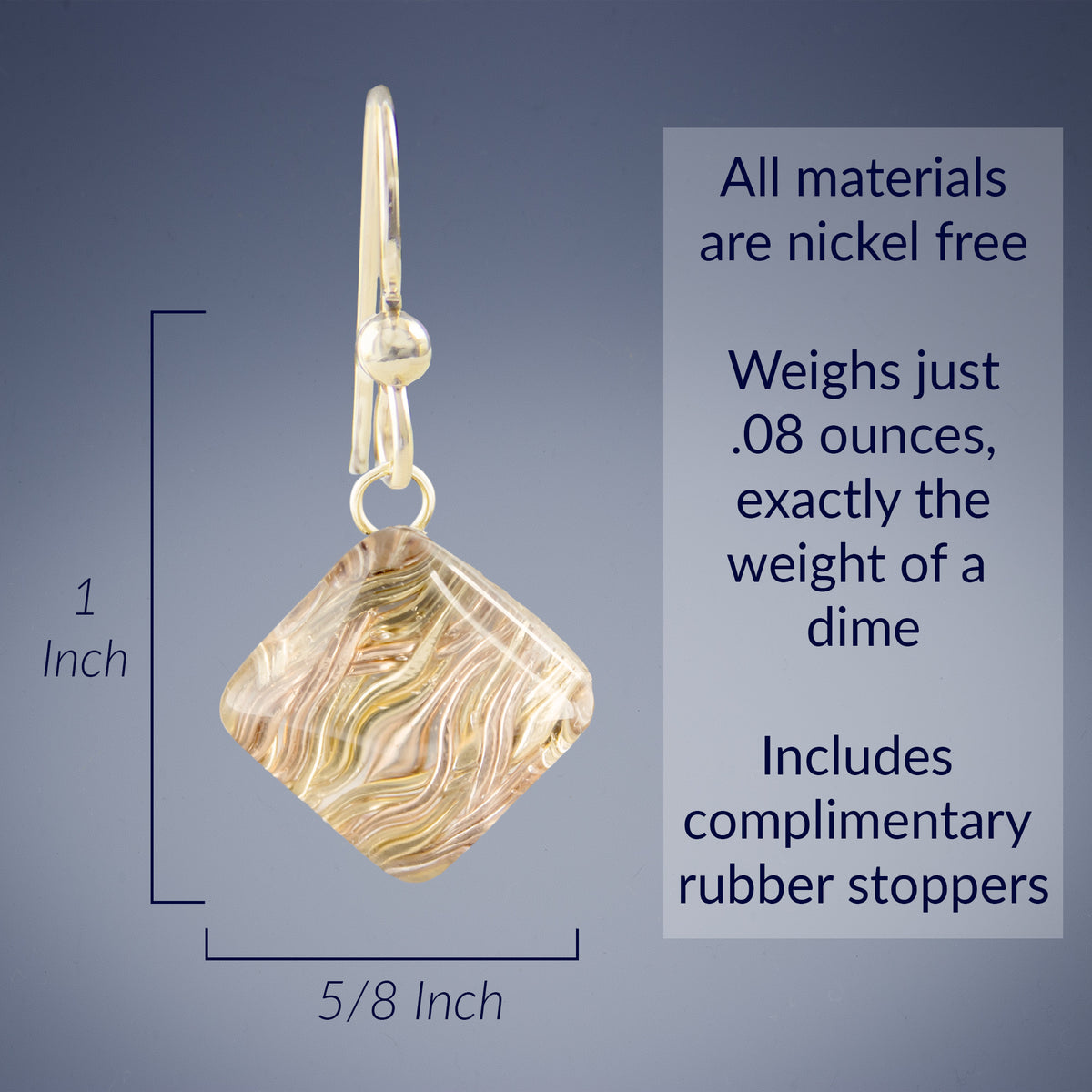 Handwoven Gold & Glass Pyramid Pendant & Earring Set