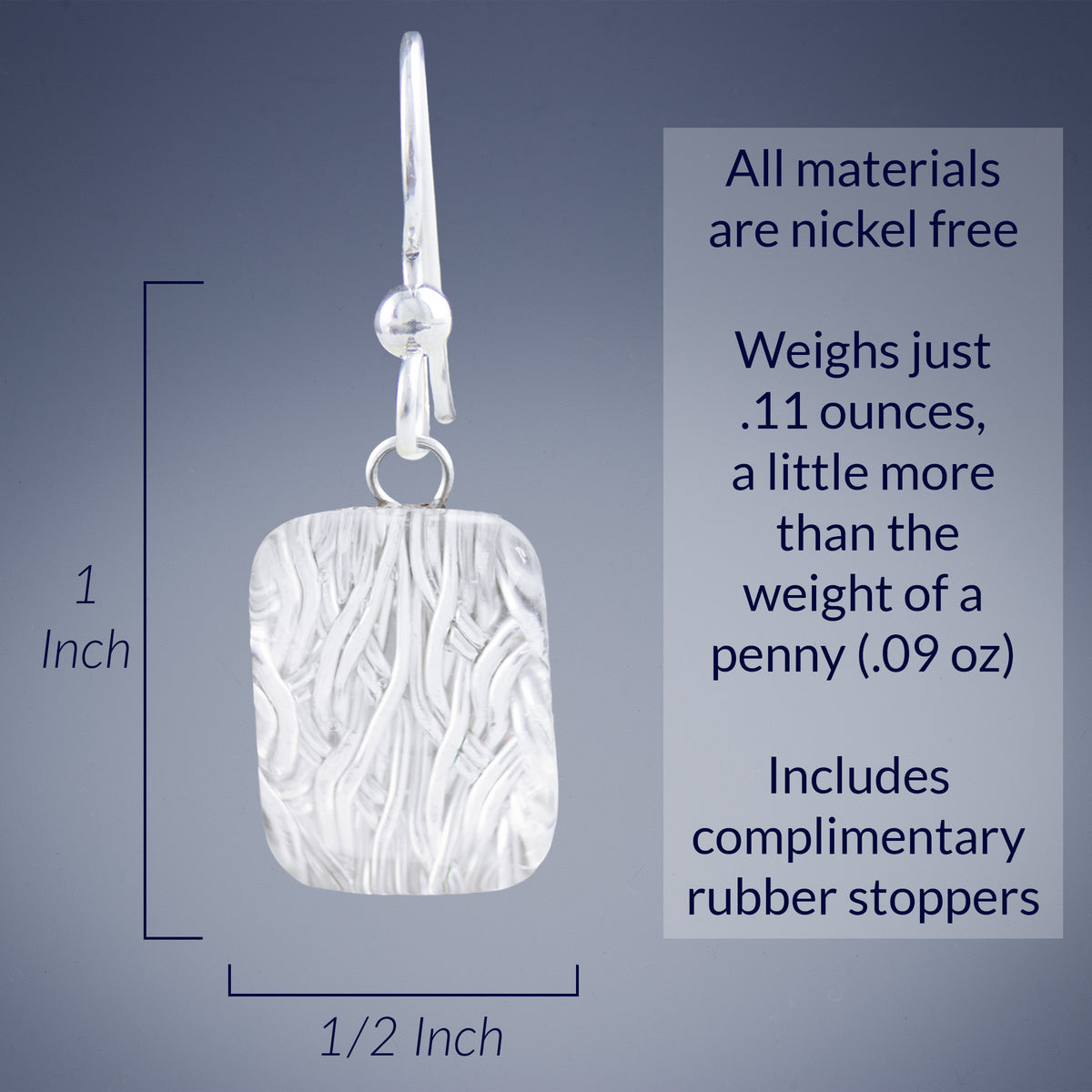 Sparkly Silver Rectangle Shaped Earring and Pendant Set with Handwoven Metal Fabric and Glass