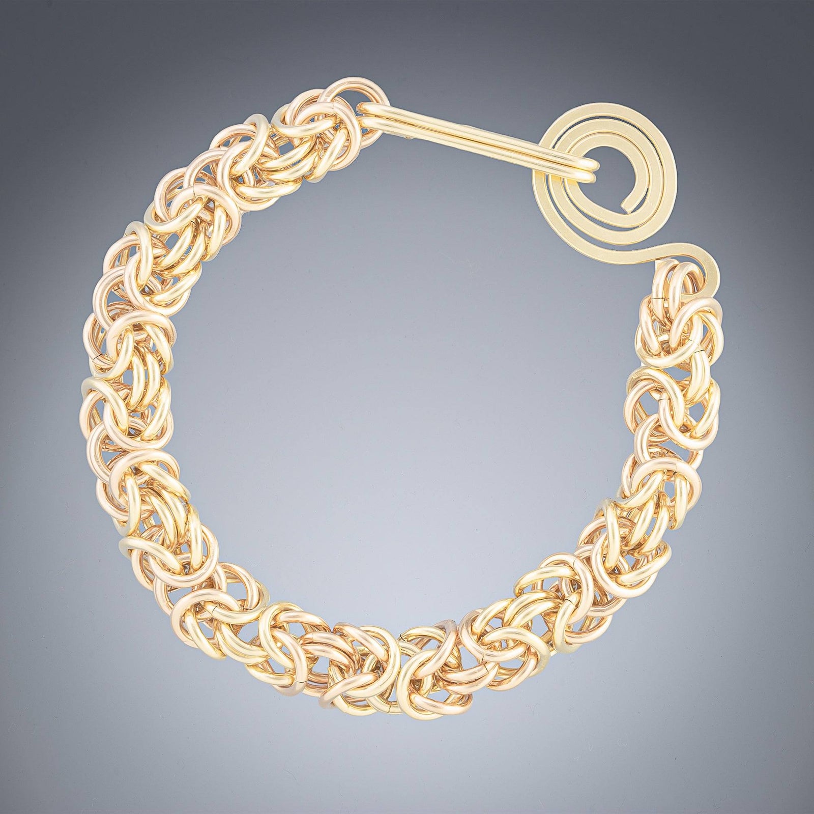 Handcrafted Chunky Byzantine Bracelet in 14K Yellow Gold Fill