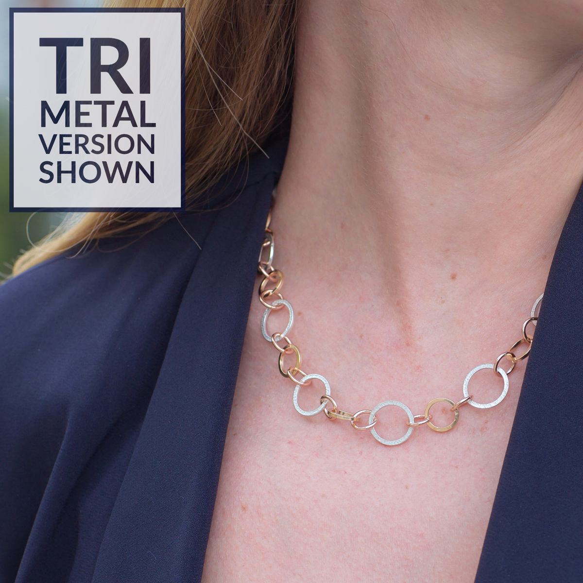 Handcrafted Two-Tone Chain Necklace in Sterling Silver & 14K Gold Fill