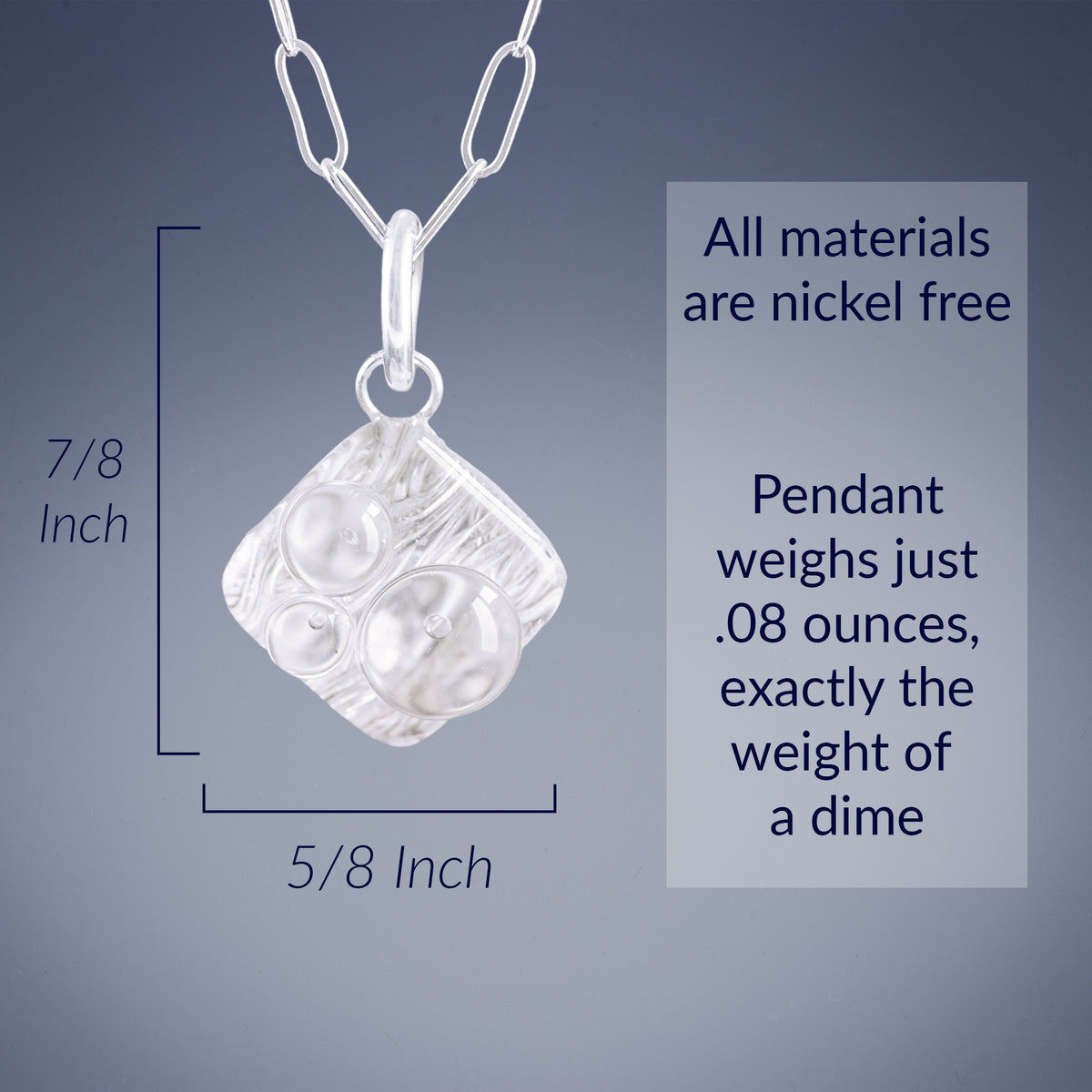 Handwoven Silver Diamond Shape Pendant with Glass - Artisan Jewelry