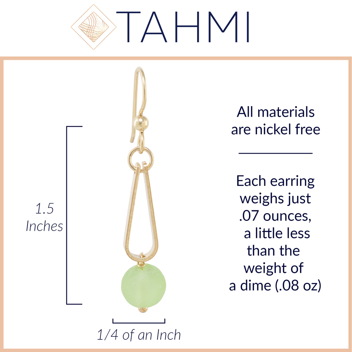 Light Pastel Sage Green Round Recycled Glass Ball and 14K Gold Fill Teardrop Shaped Dangle Earrings