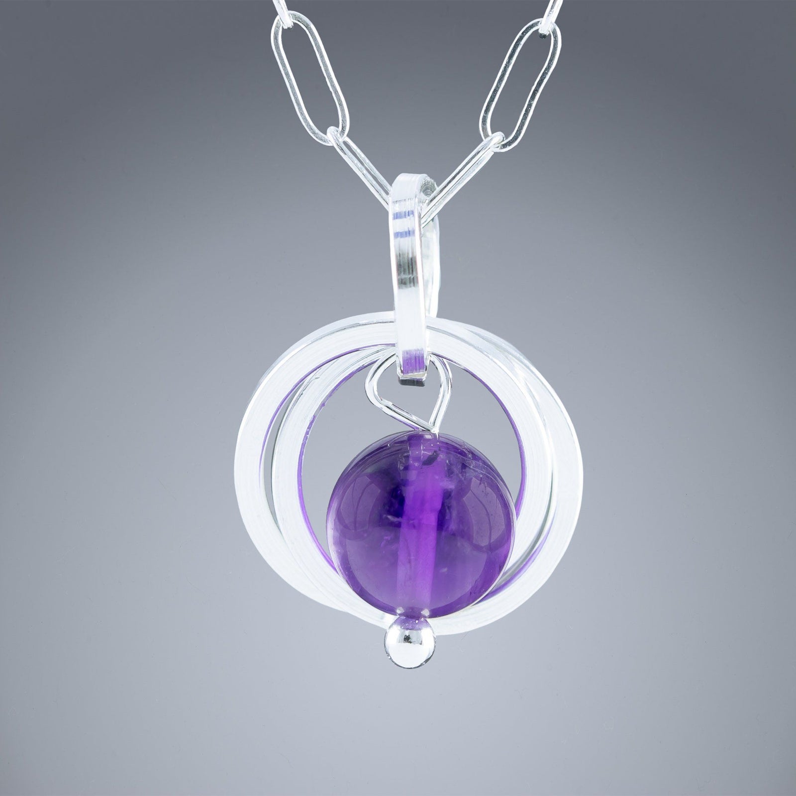 Handcrafted Purple Amethyst Pendant Necklace in Argentium Sterling Silver