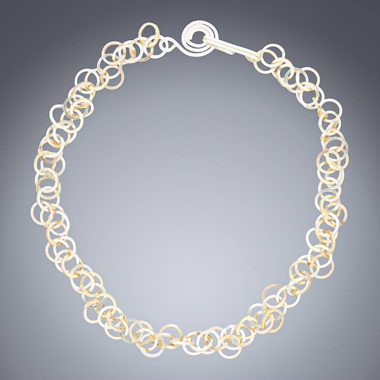 Tri-Color Multi-Link Necklace in 14K Rose & Yellow Gold Fill & Silver