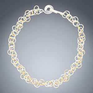 Tri Color Multi Link Chain Necklace in Sterling Silver and 14K Yellow and Rose Gold Fill