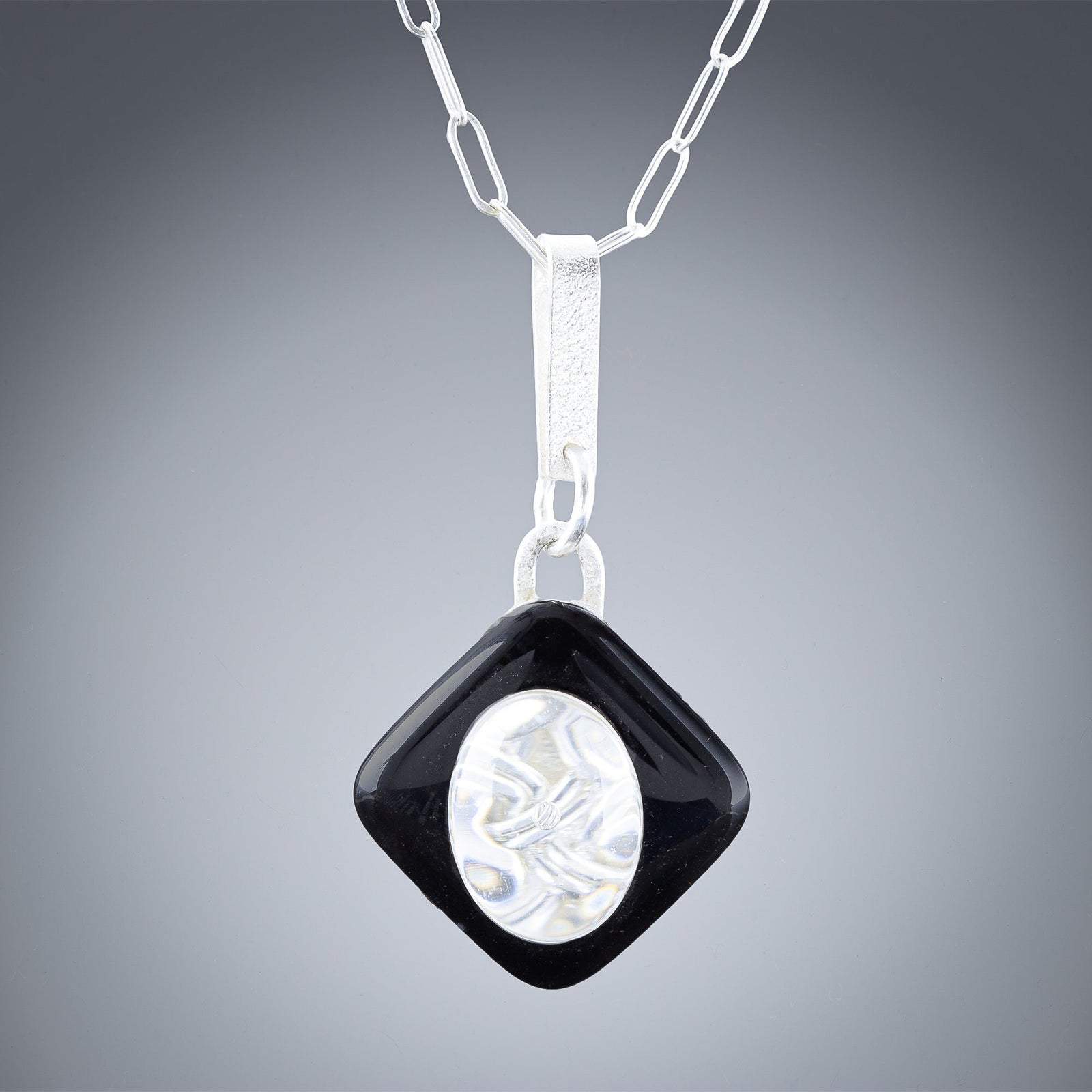 Woven Contrast Medium Pendant in Silver
